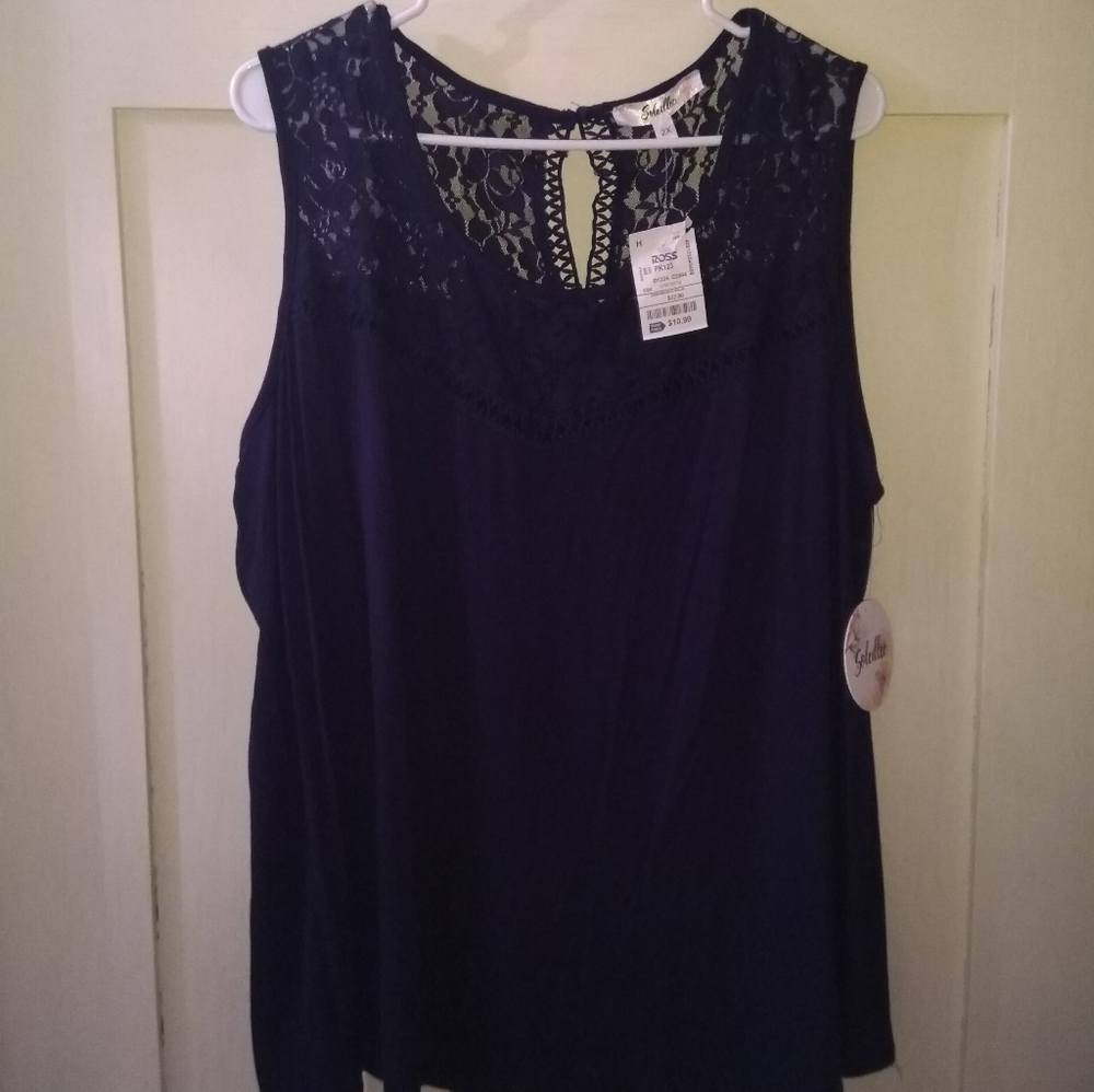 Brand new baby blue lace and knit detail tank